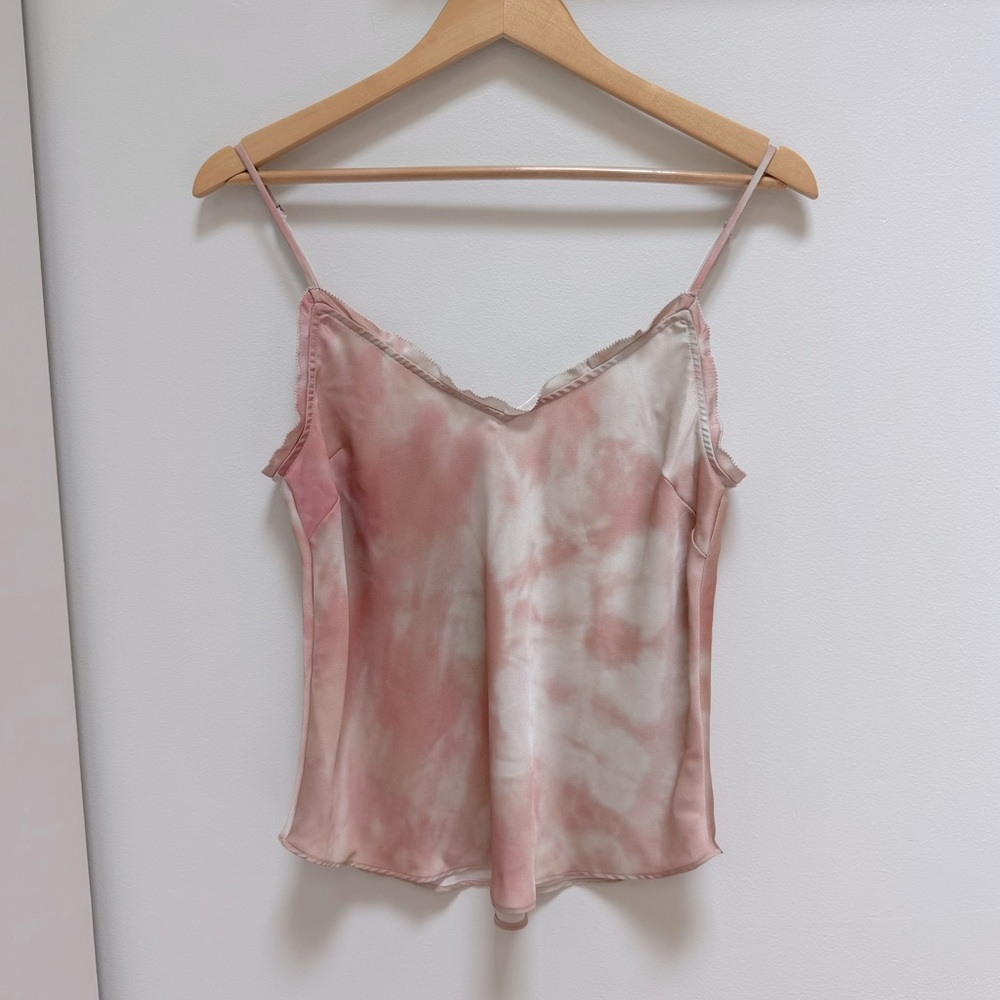 Aritzia Wilfred Ruffle Camisole Pink/ivory Tie dye Size Small